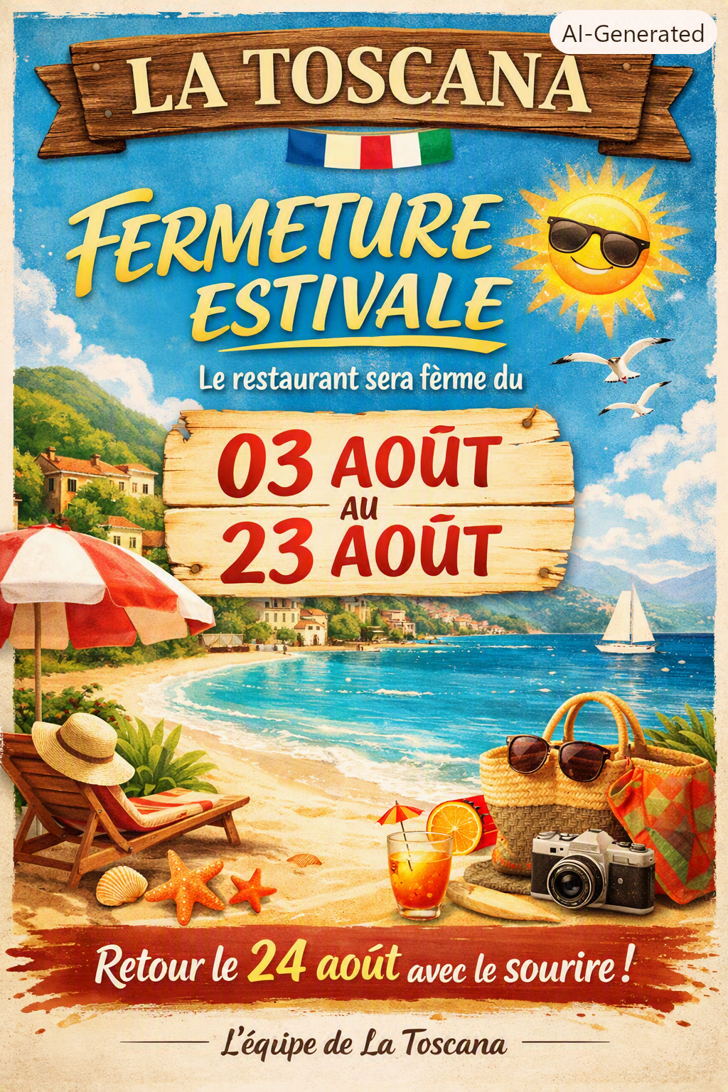 Fermeture estivale resto